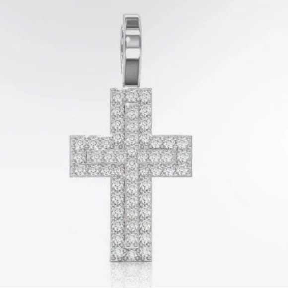 Icebox Two Layer Cross Diamond Pendant 14k Solid Gold 025ctw Vs Diamonds